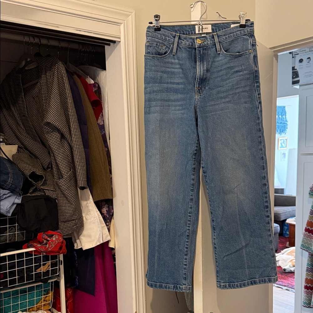 frame ali wide leg cropped jean